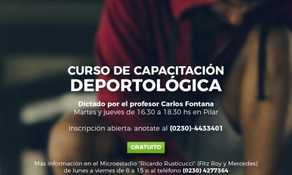 Carlos Fontana dictará un nuevo curso gratuito de deportes en Pilar