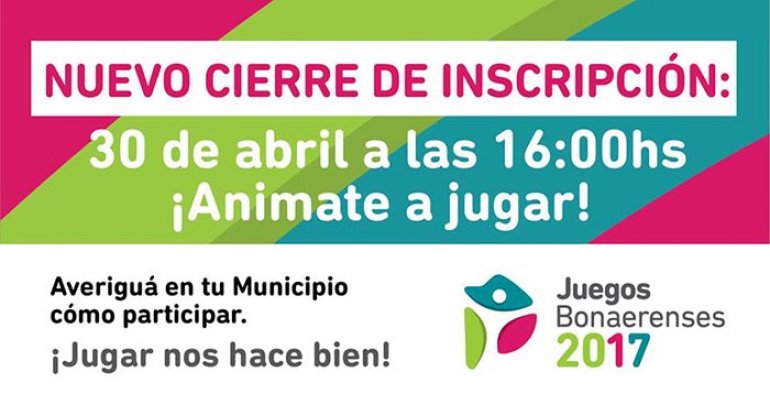 Finaliza el plazo para inscribirse en los Juegos Bonaerenses